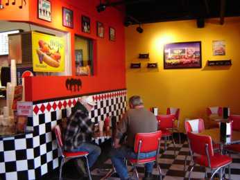 Mr C's Hot Dog Restaurant Elgin Front seating area 